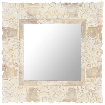 vidaXL Mirror White 19.7"x19.7" Solid Mango Wood