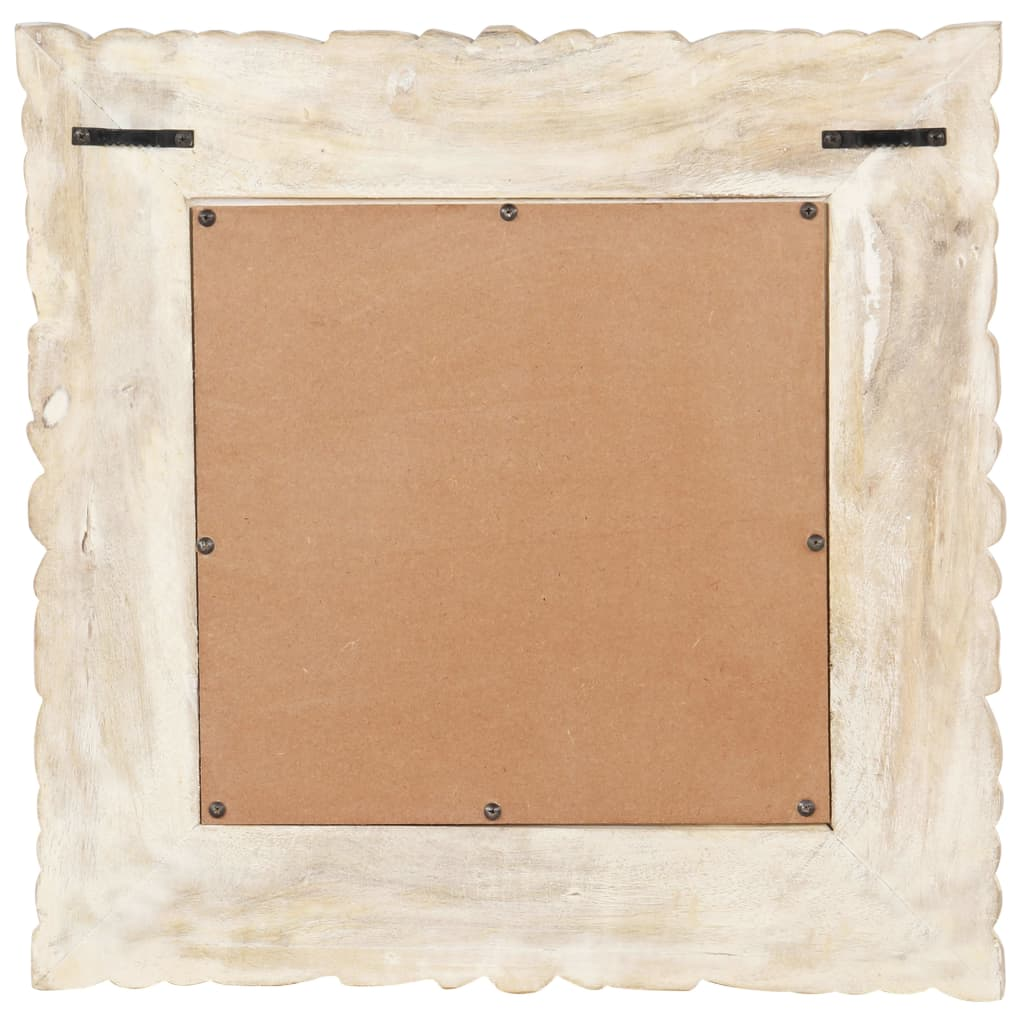 vidaXL Mirror White 19.7"x19.7" Solid Mango Wood