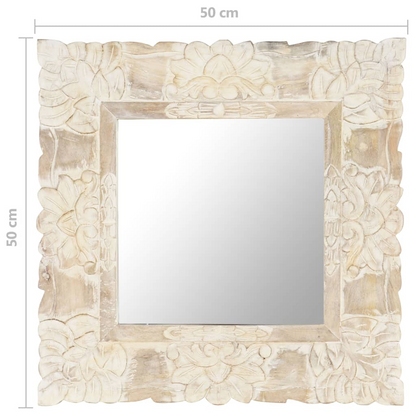 vidaXL Mirror White 19.7"x19.7" Solid Mango Wood