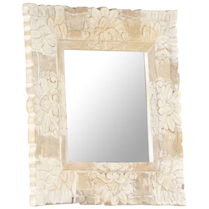 vidaXL Mirror White 19.7"x19.7" Solid Mango Wood