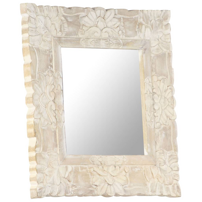 vidaXL Mirror White 19.7"x19.7" Solid Mango Wood