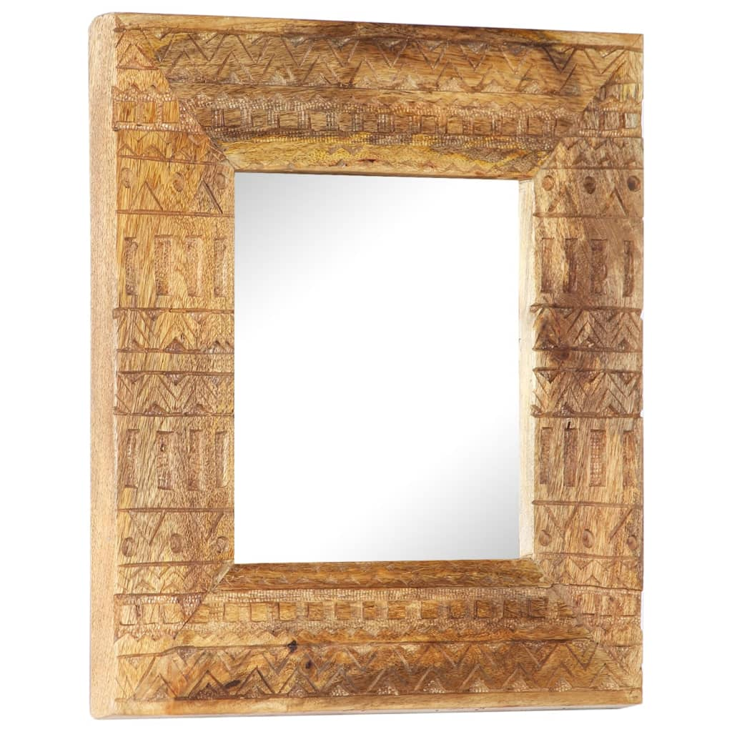 vidaXL Hand-Carved Mirror 19.7"x19.7"x4.3" Solid Mango Wood