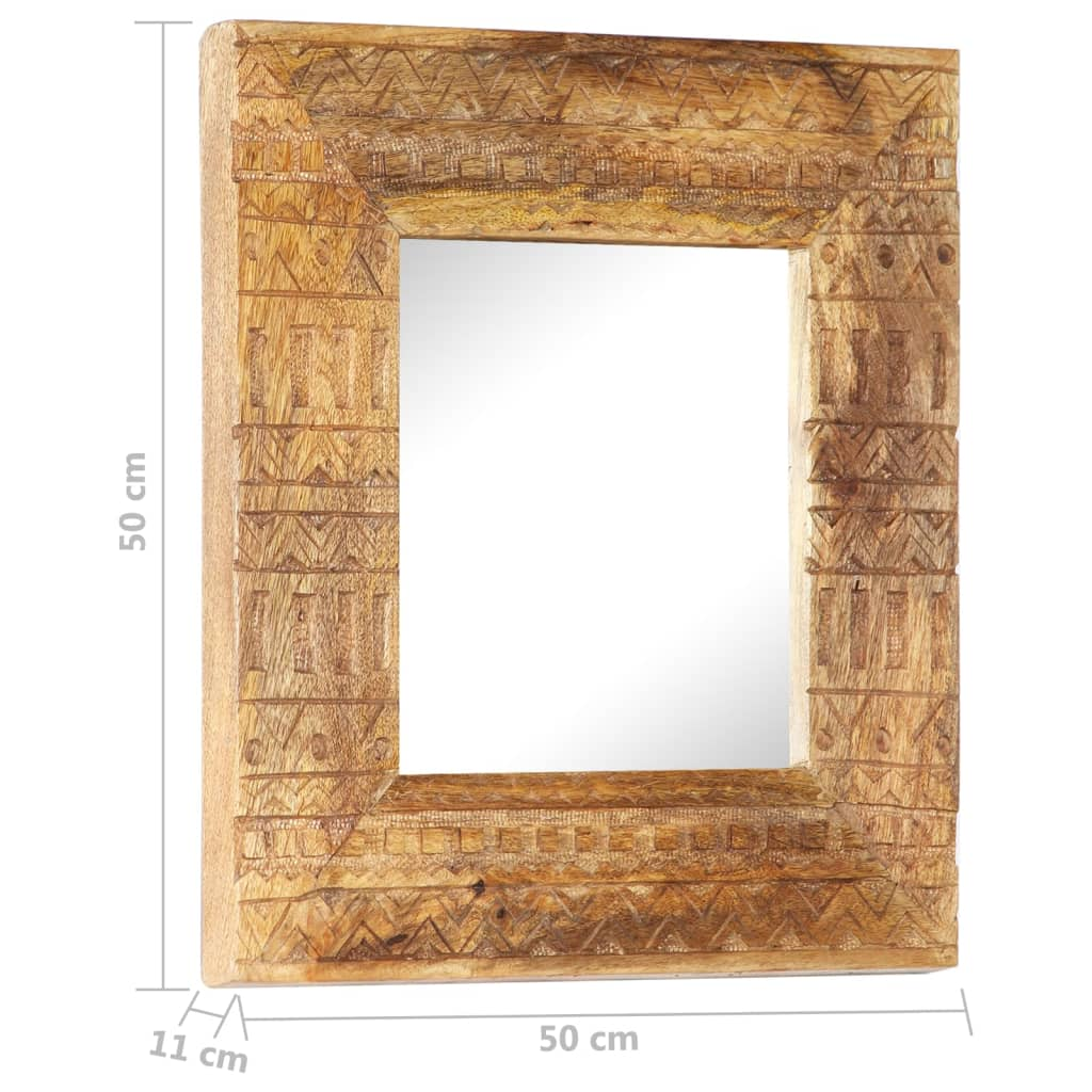 vidaXL Hand-Carved Mirror 19.7"x19.7"x4.3" Solid Mango Wood