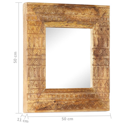 vidaXL Hand-Carved Mirror 19.7"x19.7"x4.3" Solid Mango Wood