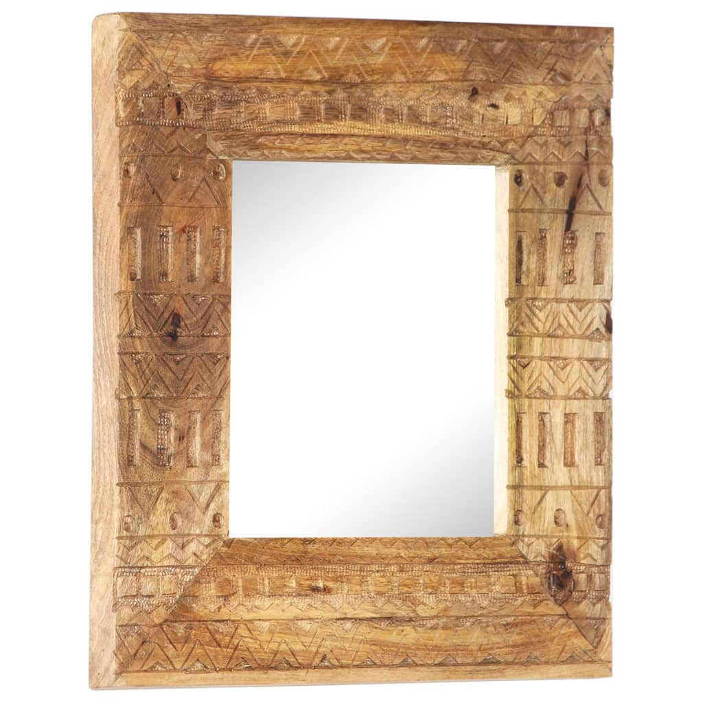 vidaXL Hand-Carved Mirror 19.7"x19.7"x4.3" Solid Mango Wood