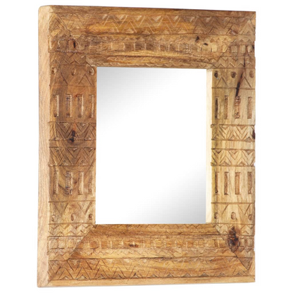 vidaXL Hand-Carved Mirror 19.7"x19.7"x4.3" Solid Mango Wood