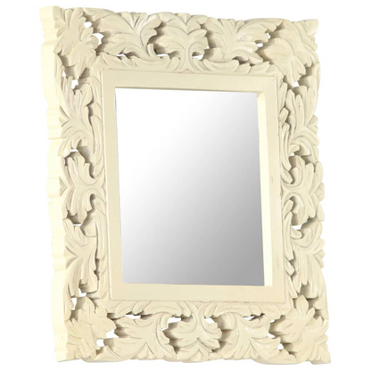 vidaXL Hand Carved Mirror White 19.7"x19.7" Solid Mango Wood