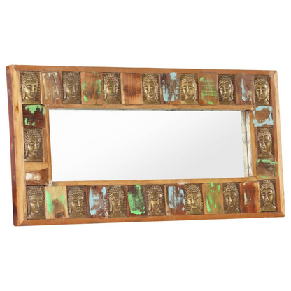 vidaXL Mirror with Buddha Cladding 43.3"x19.7" Solid Reclaimed Wood