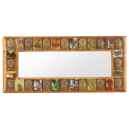 vidaXL Mirror with Buddha Cladding 43.3"x19.7" Solid Reclaimed Wood