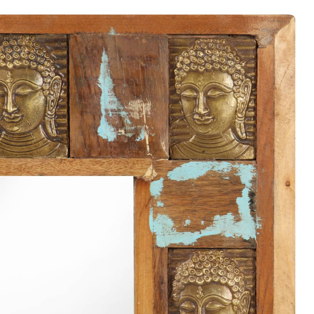 vidaXL Mirror with Buddha Cladding 43.3"x19.7" Solid Reclaimed Wood