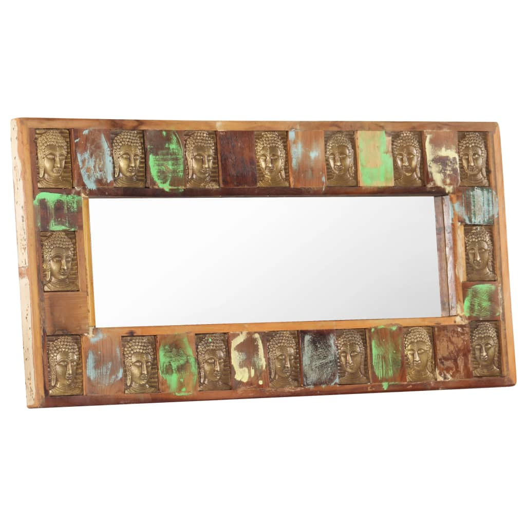 vidaXL Mirror with Buddha Cladding 43.3"x19.7" Solid Reclaimed Wood