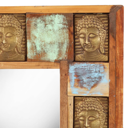 vidaXL Mirror with Buddha Cladding 19.7"x19.7" Solid Reclaimed Wood