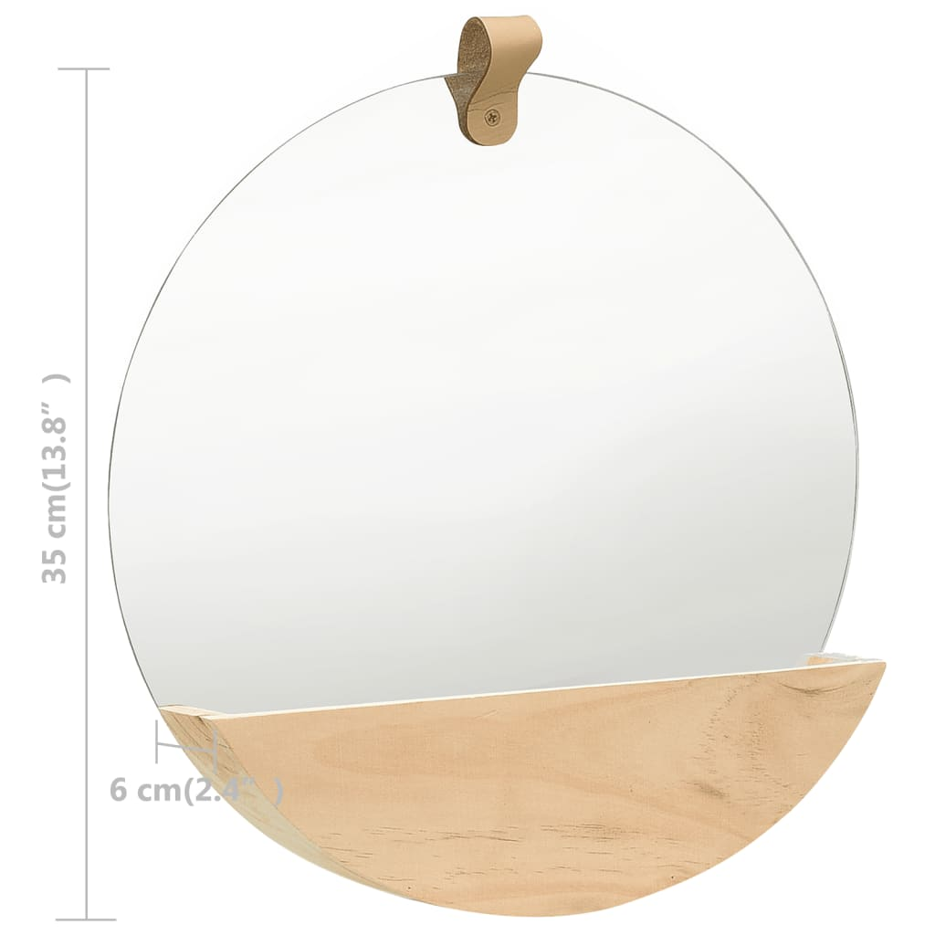 vidaXL Wall Mirror Solid Pinewood 13.8"