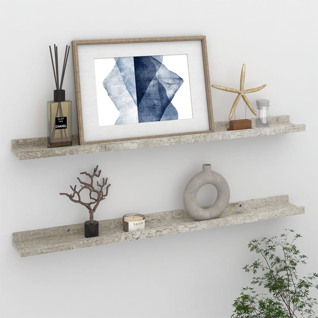 vidaXL Wall Shelves 2 pcs Concrete Gray 31.5"x3.5"x1.2"