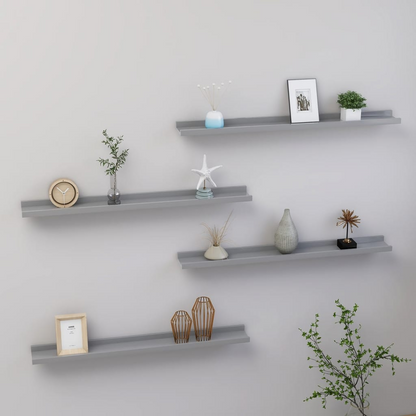 vidaXL Wall Shelves 4 pcs Gray 31.5"x3.5"x1.2"