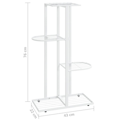 vidaXL 4-Floor Flower Stand 16.9"x8.7"x29.9" White Metal