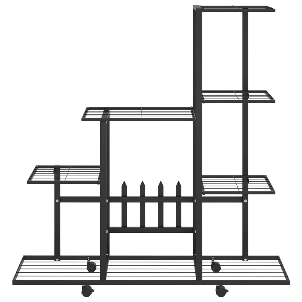 vidaXL Flower Stand with Wheel 37.2"x9.8"x36.4" Black Metal