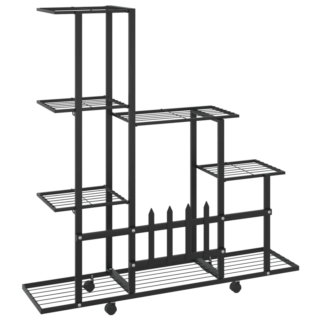 vidaXL Flower Stand with Wheel 37.2"x9.8"x36.4" Black Metal