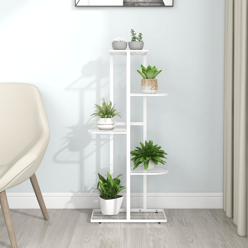 vidaXL 5-Floor Flower Stand 16.9"x8.7"x38.6" White Metal