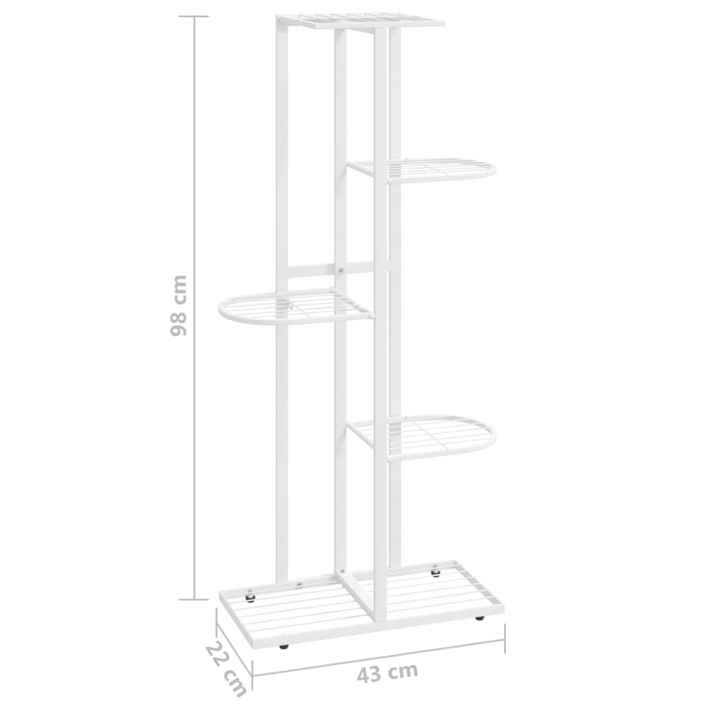 vidaXL 5-Floor Flower Stand 16.9"x8.7"x38.6" White Metal