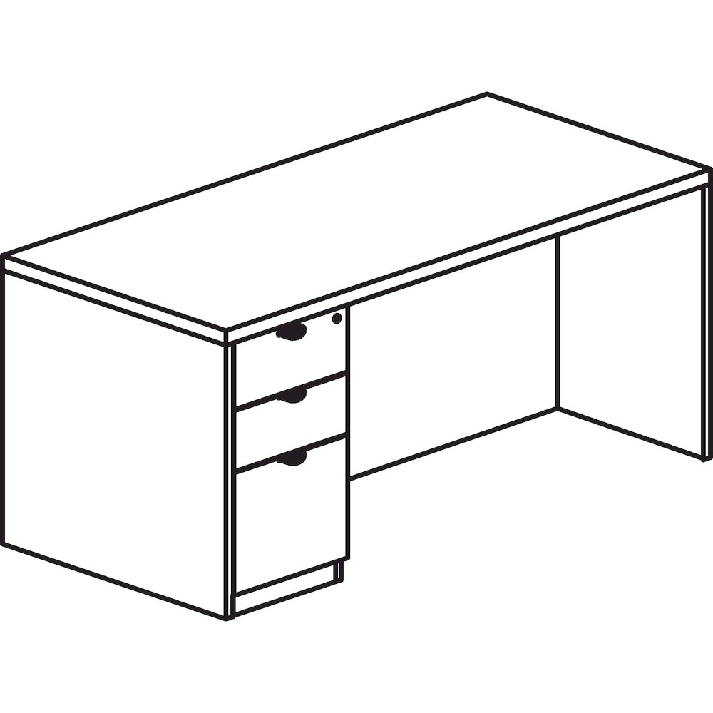 Lorell Prominence 2.0 Espresso Laminate Box/Box/File Left-Pedestal Desk - 3-Drawer - 1" Top, 72" x 36"29" - 3 x File, Box Drawer(s) - Single Pedestal on Left Side - Band Edge - Material: Particleboard