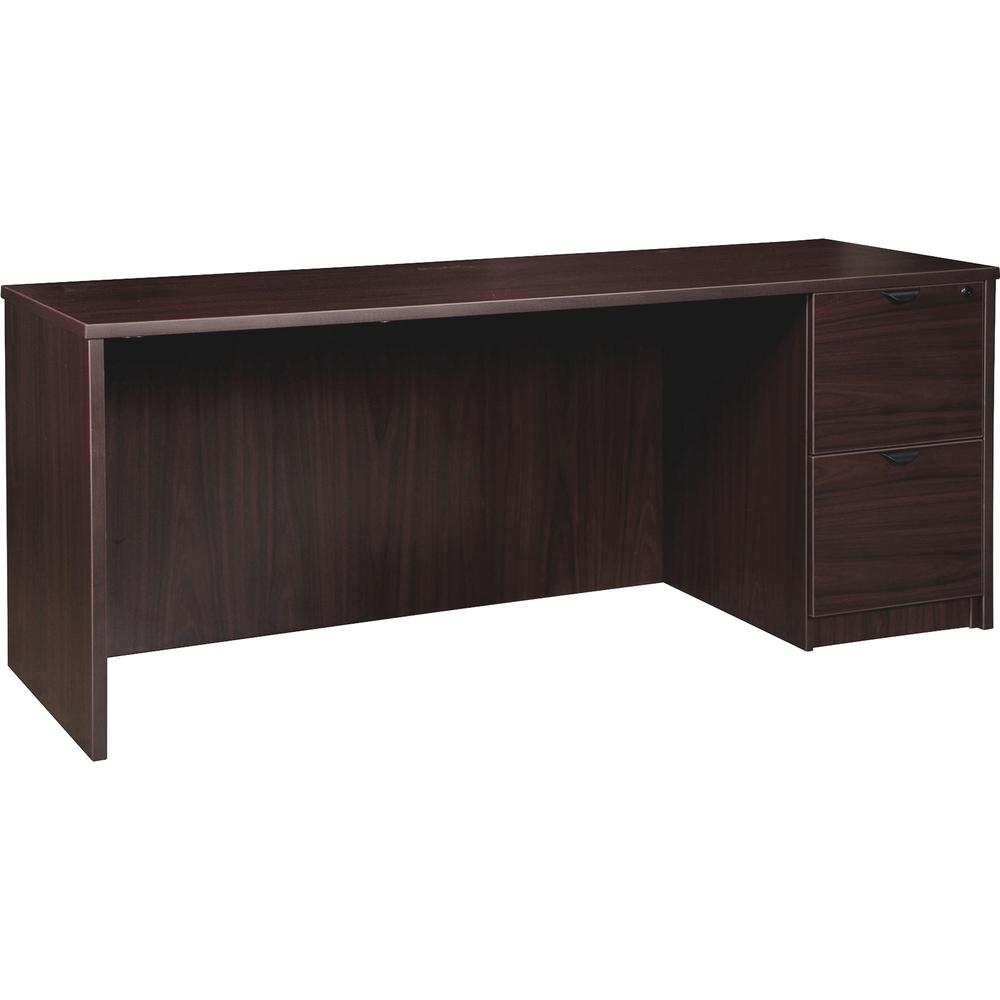 Lorell Prominence 2.0 Espresso Laminate Right-Pedestal Credenza - 2-Drawer - 66" x 24"29" , 1" Top - 2 x File Drawer(s) - Single Pedestal on Right Side - Band Edge - Material: Particleboard - Finish: