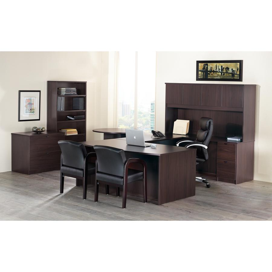 Lorell Prominence 2.0 Espresso Laminate Right-Pedestal Credenza - 2-Drawer - 66" x 24"29" , 1" Top - 2 x File Drawer(s) - Single Pedestal on Right Side - Band Edge - Material: Particleboard - Finish: