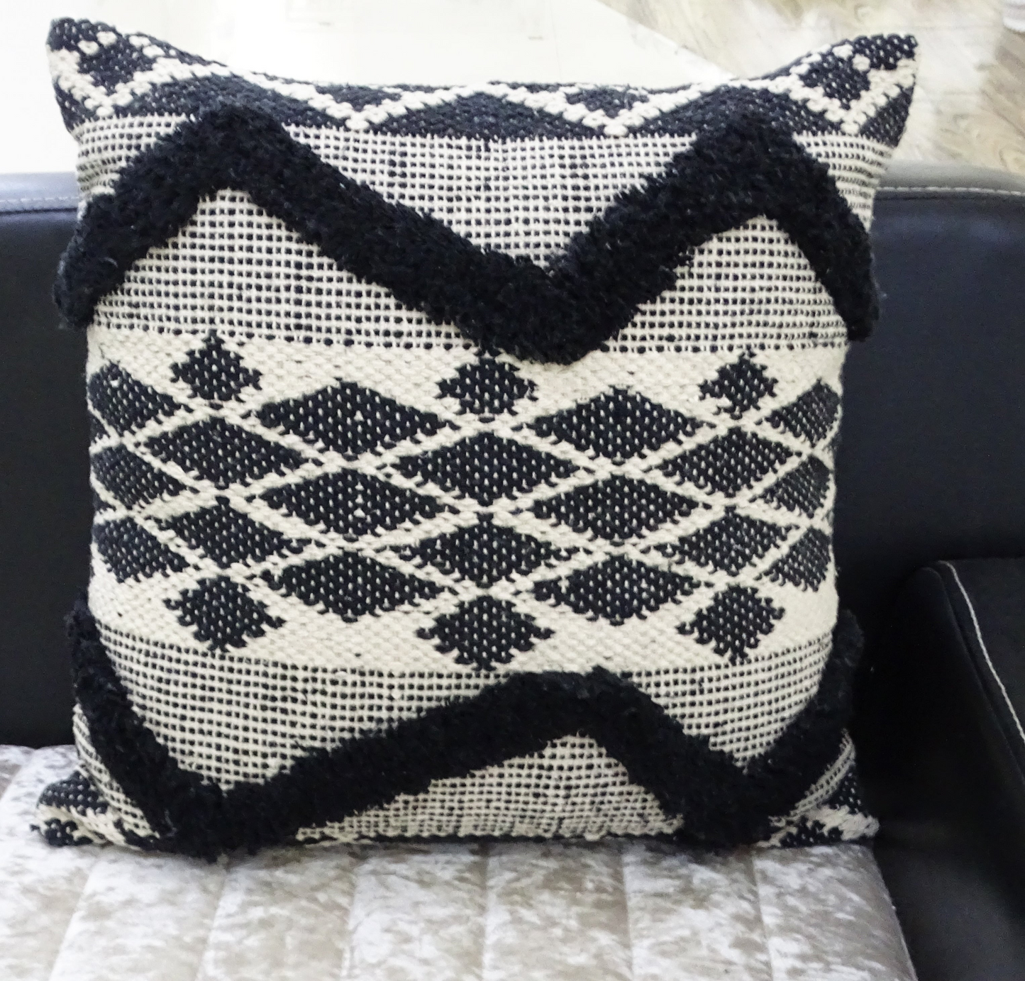 Decorative Tufted Chevron Pillow 20"x20" for Couch