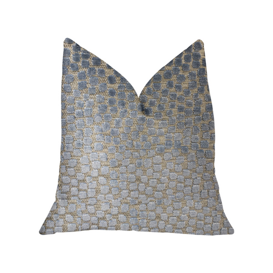 Dusky Gem Blue and Silver Luxury Throw Pillow