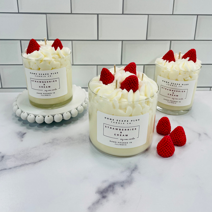 Soy Wax Candle, Strawberries & Cream, 9oz or 18oz