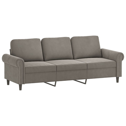 vidaXL 3-Seater Sofa with Pillows&Cushions Light Gray 70.9" Velvet