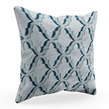 Plutus Light Blue Diamond Animal Faux Fur Luxury Throw Pillow