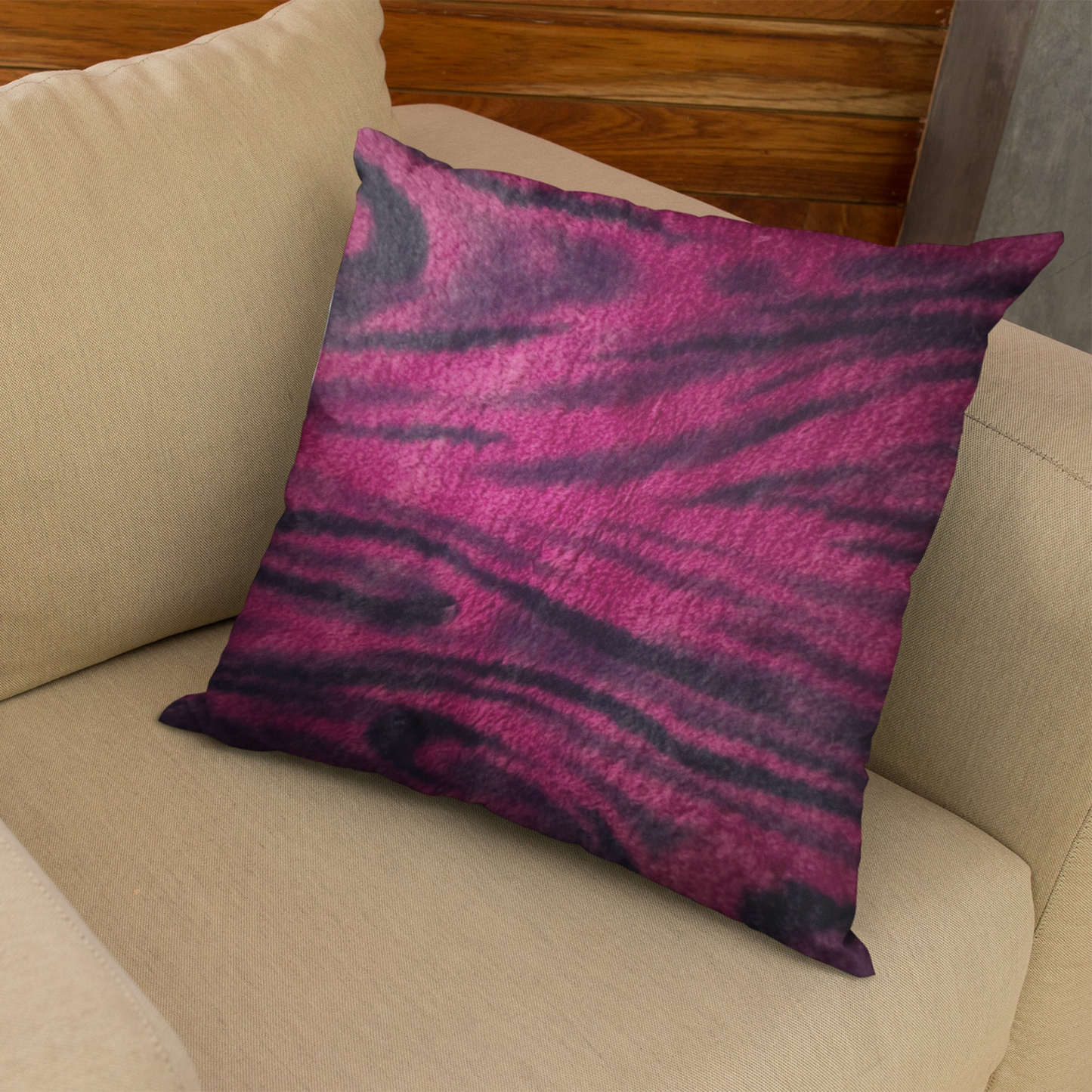 Plutus Fuchsia Black Galaxy Animal Faux Fur Luxury Throw Pillow