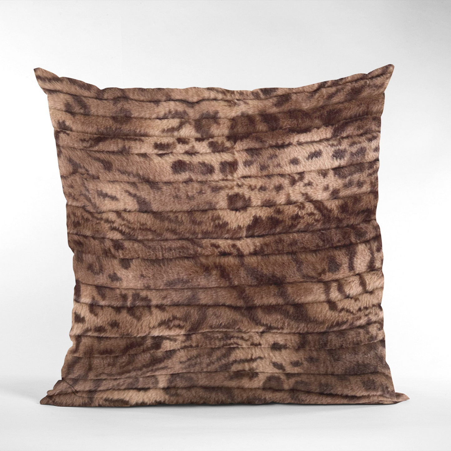 Plutus Brown Luxe Lash Animal Faux Fur Luxury Throw Pillow