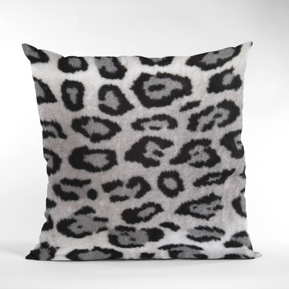 Plutus Gray Silver Jaguar Animal Faux Fur Luxury Throw Pillow