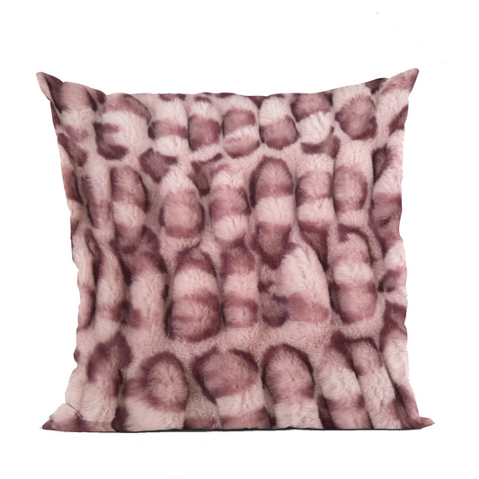 Plutus Pink Leopard Animal Faux Fur Luxury Throw Pillow