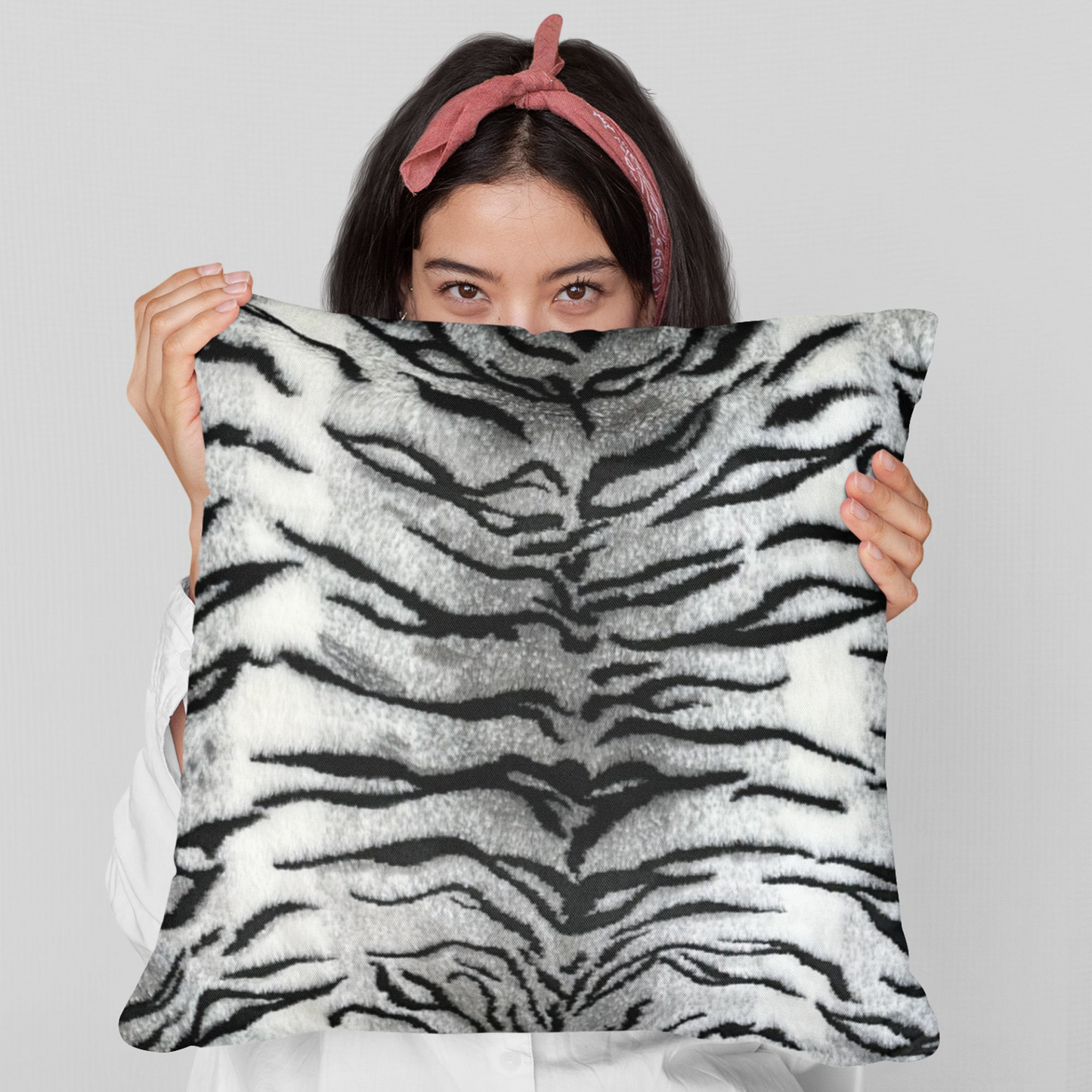 Plutus Black and White Zebra Animal Faux Fur Luxury Throw Pillow