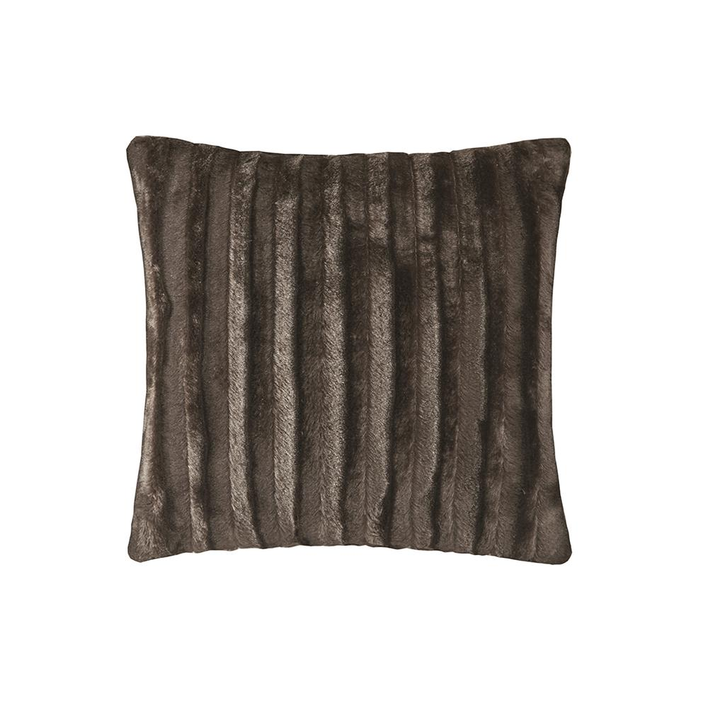 100% Polyester Brushed Solid Stripe Plaited Long Fur Square Pillow,MP30-2998