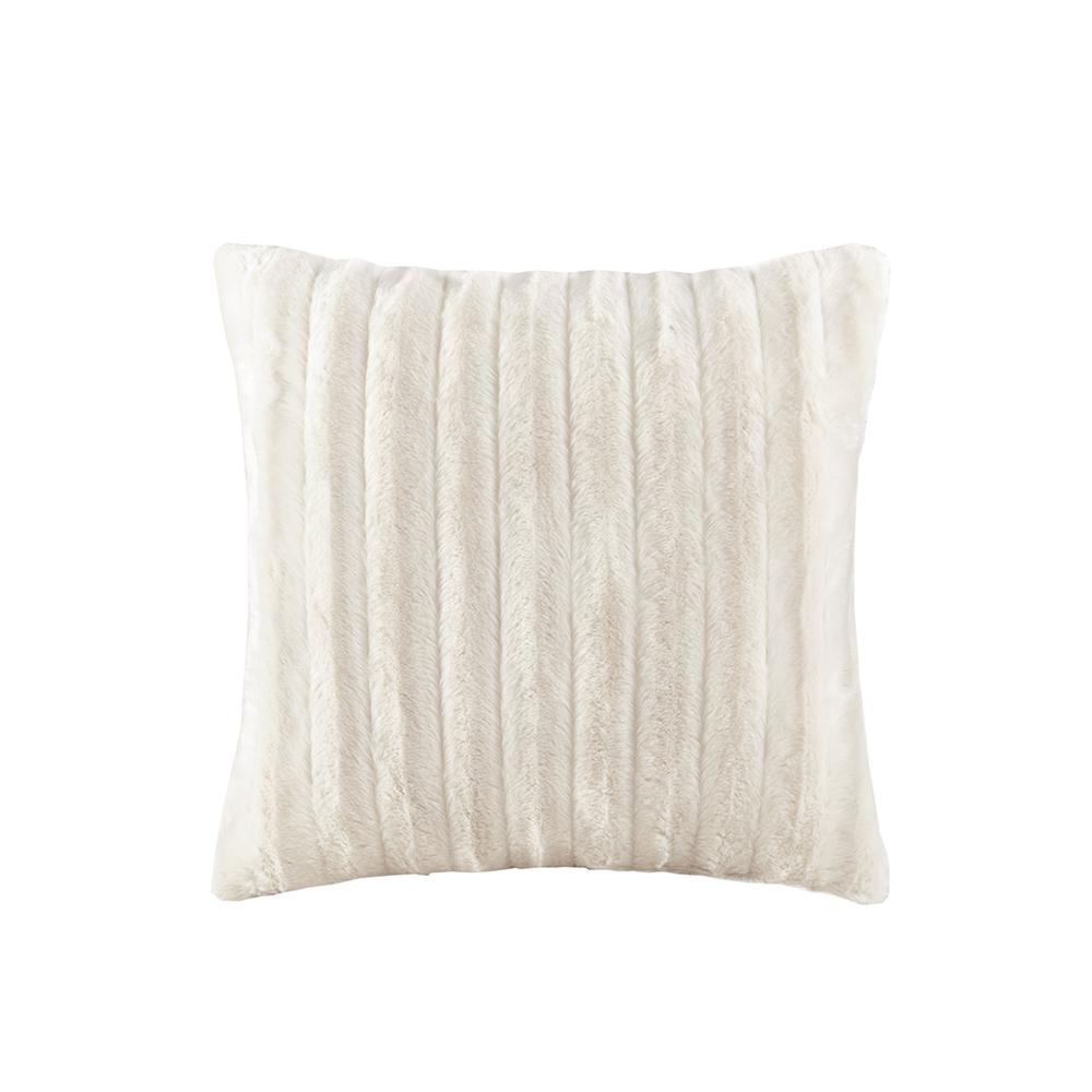 100% Polyester Brushed Solid Stripe Plaited Long Fur Square Pillow,MP30-2998