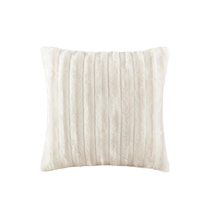 100% Polyester Brushed Solid Stripe Plaited Long Fur Square Pillow,MP30-2998