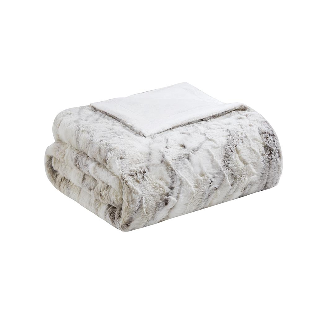 100% Polyester Marble Printed Knitted Long Fur Throw,MP50-4906