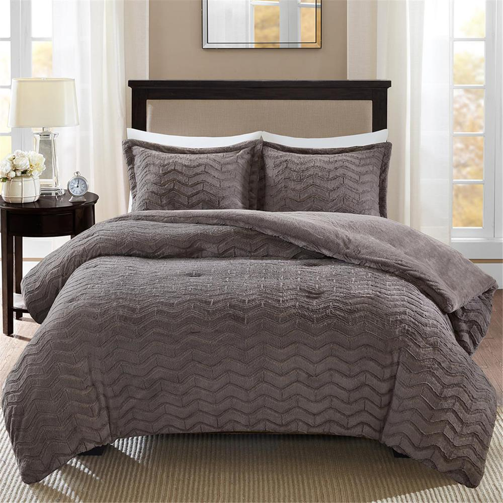 100% Polyester Chevron Brushed Long Fur Comforter Mini Set,BASI10-0460