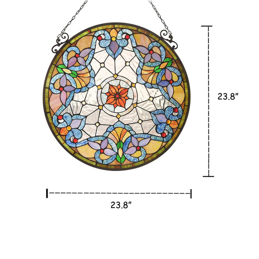 NORAH Victorian Tiffany-glass Window Panel 24" Tall