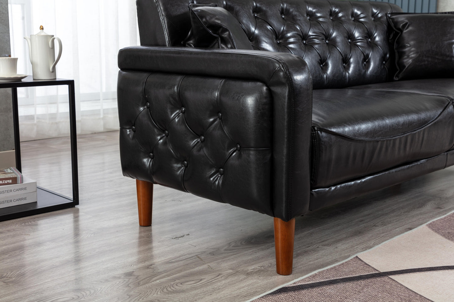 2047Black PU Leather Sofa