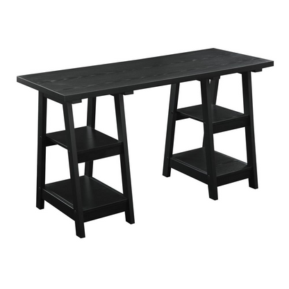 Designs2Go Double Trestle Desk with Shelves