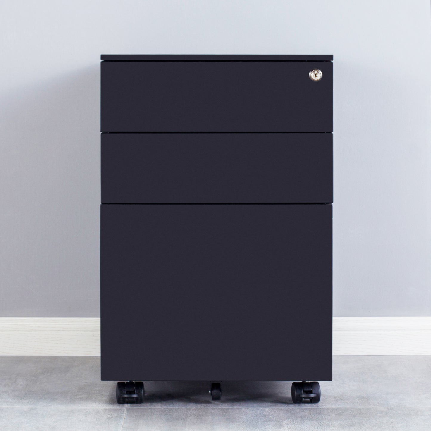 3 Drawer Mobile File Cabinet with Lock Steel File Cabinet for Legal/Letter/A4/F4 Size, Fully Assembled Include Wheels, Home/ Office Design