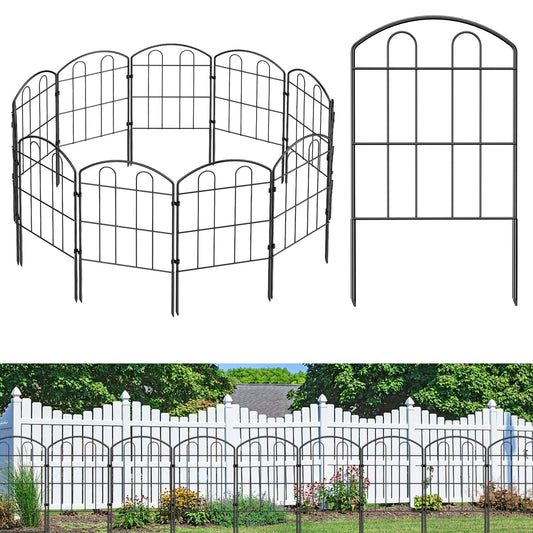 Outdoor Decorative Garden Fence, Powder Coated Mill Edge Metal Fence, Animal Barrier Garden Decorative Border, Suitable for Outdoor Patio Ornamental Fence. Measures 24×130 inches (10 Pieces)