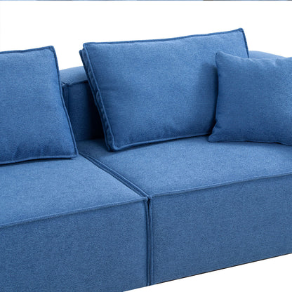 4-Piece Upholstered Sectional Sofa in Blue