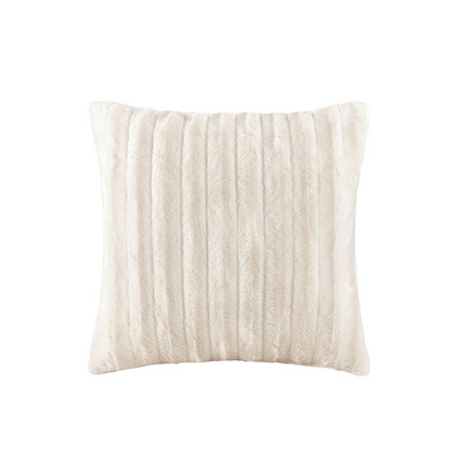 100% Polyester Brushed Solid Stripe Plaited Long Fur Square Pillow,MP30-2998