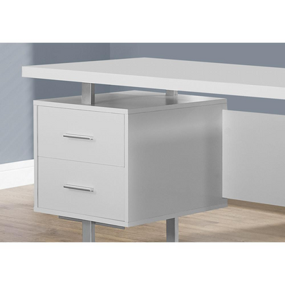 COMPUTER DESK - 60"L / WHITE / SILVER METAL